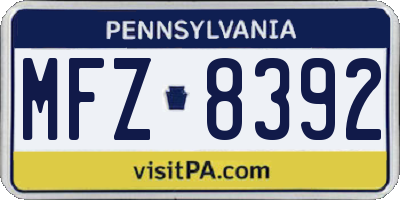 PA license plate MFZ8392