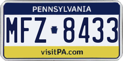 PA license plate MFZ8433