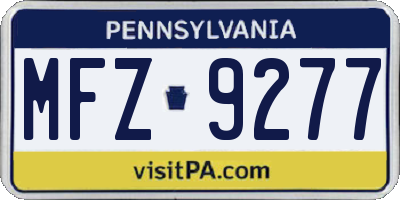 PA license plate MFZ9277