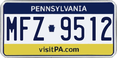PA license plate MFZ9512