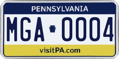 PA license plate MGA0004