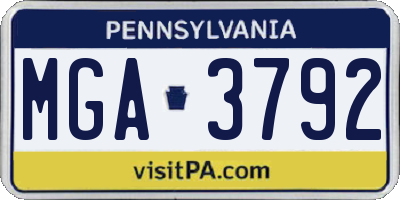 PA license plate MGA3792