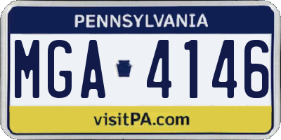 PA license plate MGA4146