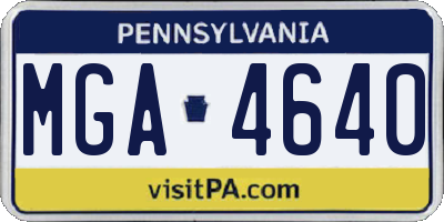 PA license plate MGA4640