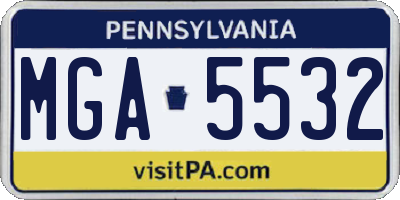 PA license plate MGA5532