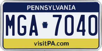 PA license plate MGA7040