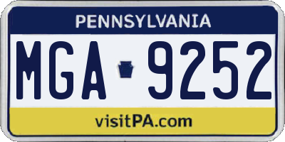 PA license plate MGA9252
