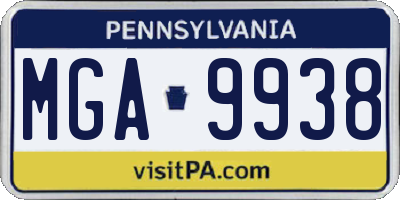 PA license plate MGA9938