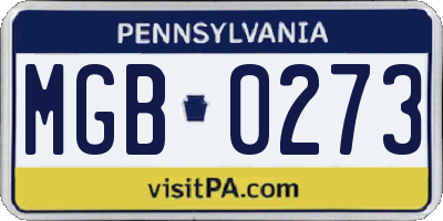 PA license plate MGB0273