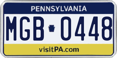 PA license plate MGB0448