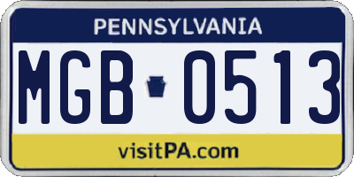 PA license plate MGB0513