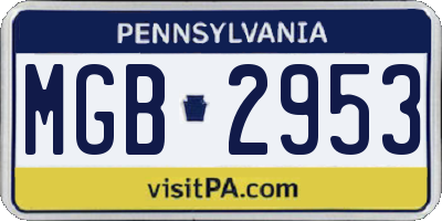 PA license plate MGB2953