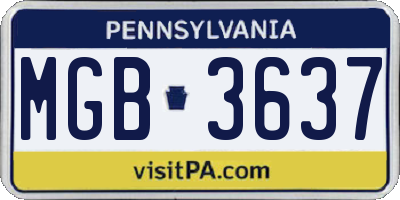 PA license plate MGB3637
