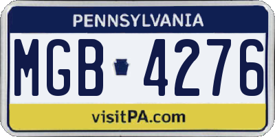 PA license plate MGB4276
