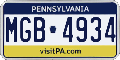 PA license plate MGB4934