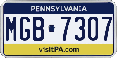 PA license plate MGB7307