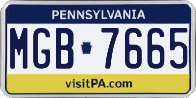 PA license plate MGB7665