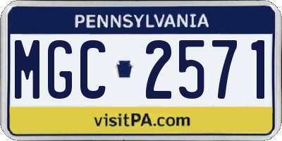 PA license plate MGC2571
