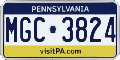 PA license plate MGC3824