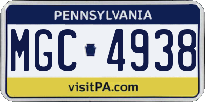 PA license plate MGC4938