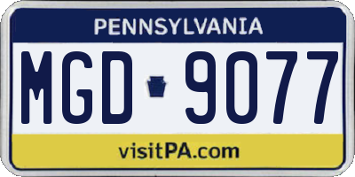 PA license plate MGD9077