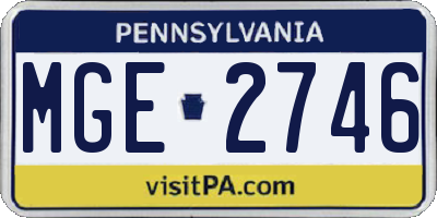 PA license plate MGE2746