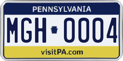 PA license plate MGH0004