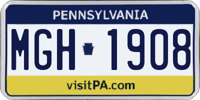 PA license plate MGH1908