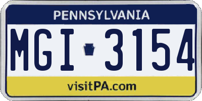 PA license plate MGI3154