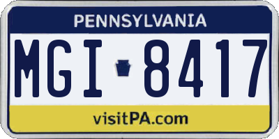 PA license plate MGI8417