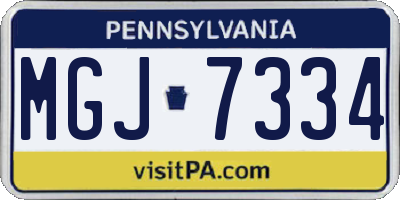 PA license plate MGJ7334