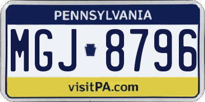 PA license plate MGJ8796