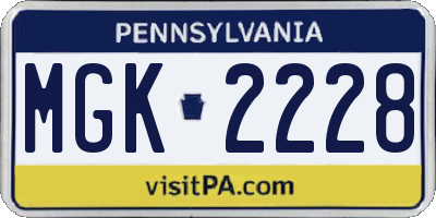 PA license plate MGK2228