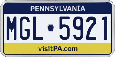 PA license plate MGL5921