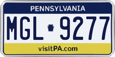 PA license plate MGL9277