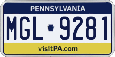 PA license plate MGL9281