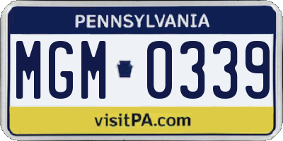 PA license plate MGM0339