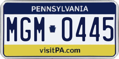 PA license plate MGM0445