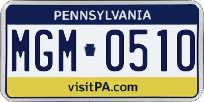 PA license plate MGM0510