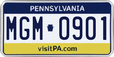 PA license plate MGM0901