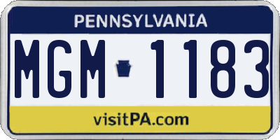 PA license plate MGM1183