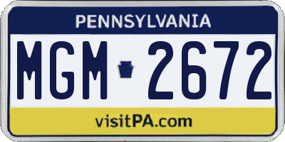 PA license plate MGM2672