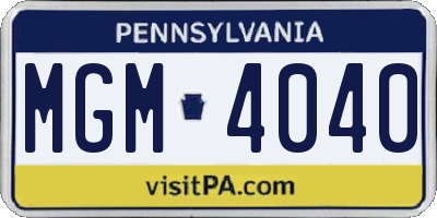 PA license plate MGM4040