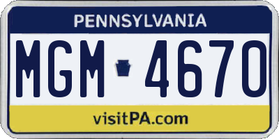 PA license plate MGM4670