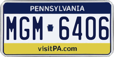 PA license plate MGM6406