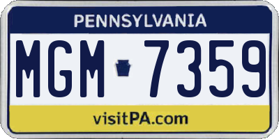 PA license plate MGM7359