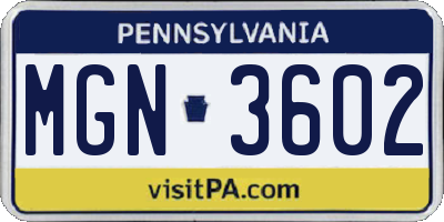 PA license plate MGN3602
