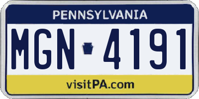 PA license plate MGN4191