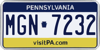 PA license plate MGN7232