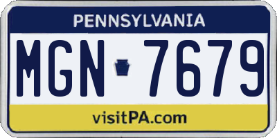 PA license plate MGN7679